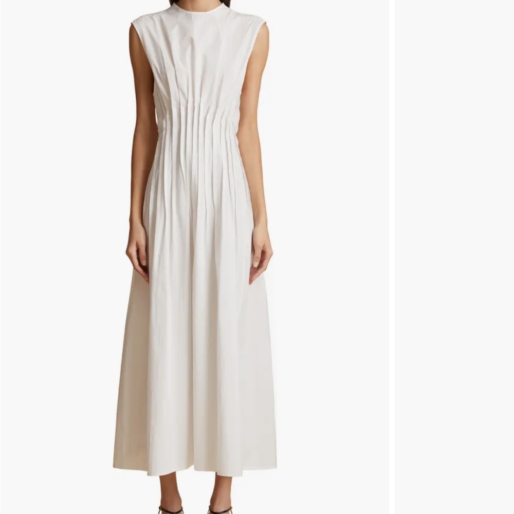 KHAITE Wes pintuck pleated cotton midi